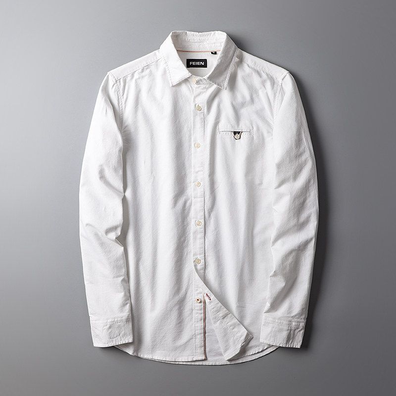 Foreign Trade Tail Order Cattle Goods Long-Sleeved Japanese Elbow Shirt White 3XL