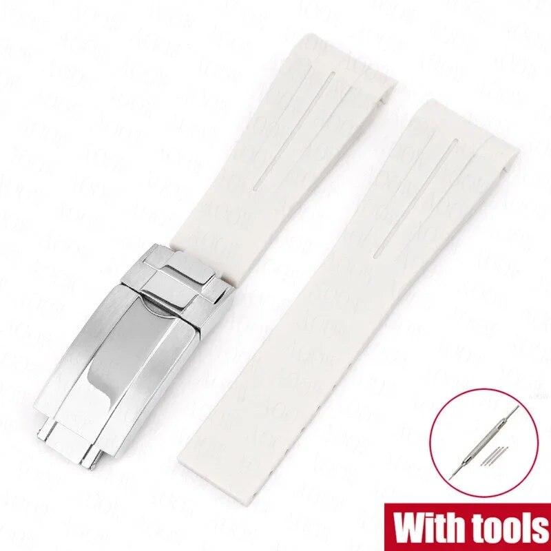 Rubber Watch Band Fit for Omega X Swatch Moonswatch 20mm Stainless Steel Folding Buckle Men Women Curved Replace Strap for Rolex