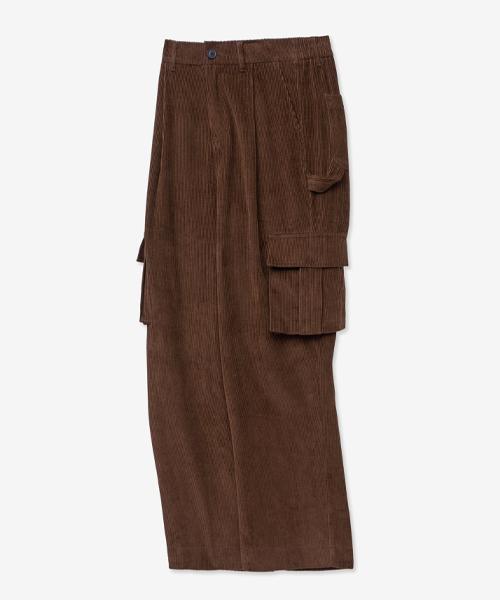 VTWO Corduroy Cargo Carpenter Wide Pants_Brown