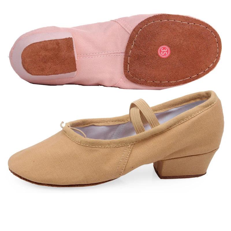 Low-heeled Canvas Teacher Practice Soft Ballroom Dance Shoes Salsa Tango Ballet Dance Shoes Children Girls Women