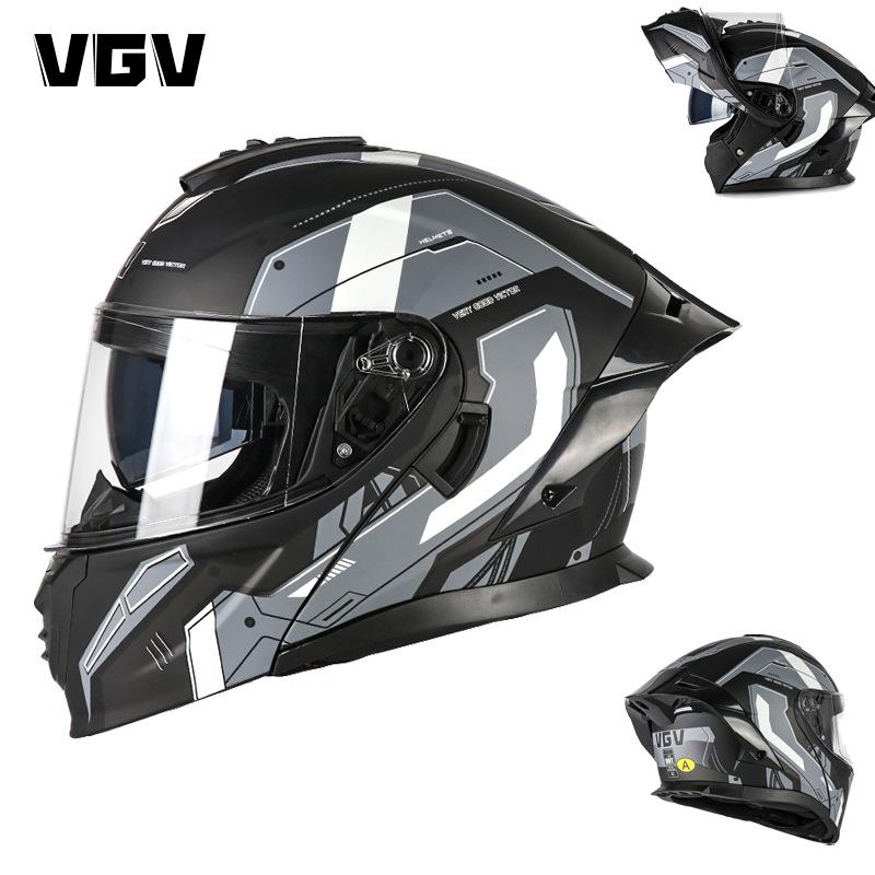 New Motorcycle Helmet Custom Peeling Helmet Four-season Universal Double Lens