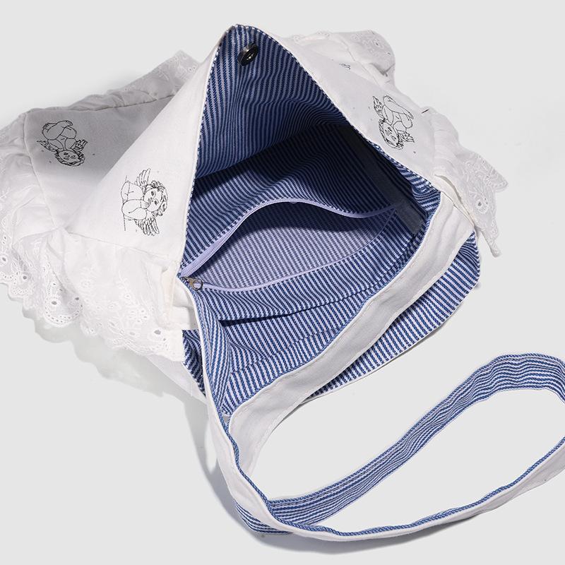 2025 new Mori girl lace spring and summer sweet shoulder bag women's Japanese versatile diagonal span canvas bag