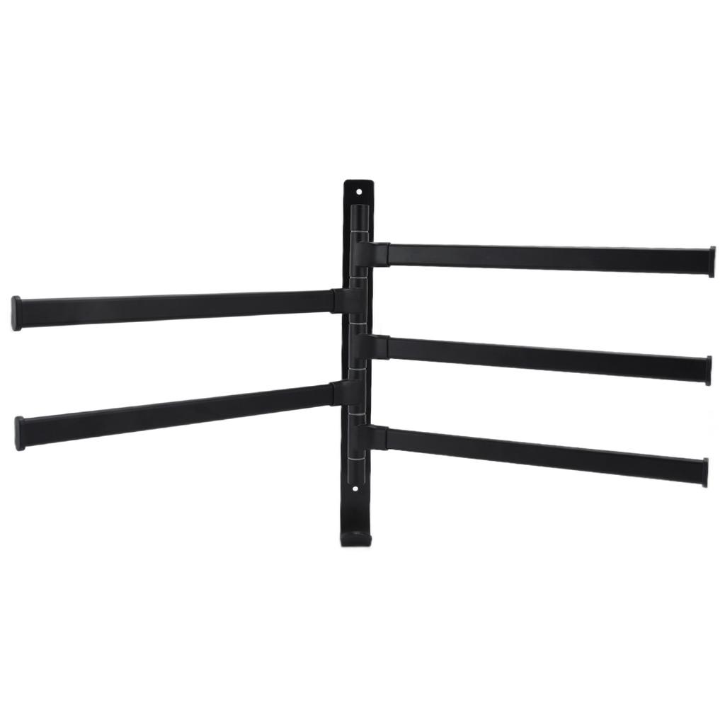 Towel Rack Aluminum Alloy Towel Shelf with 5 Bars Rotatable and Durable for Bathroom and Kitchen Black