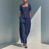 Spot Cross-border Europe, America and 2026 Summer Diagonal Square Collar Side-breasted Fashion Casual Wide-leg Pants Set