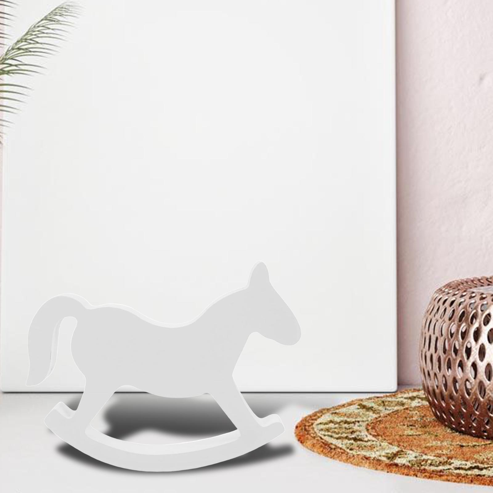 

Wooden Rocking Horse Table Decoration Rocking Horse Figurine Collection Decoration for Desktop Holiday NightStand Anniversary белый
