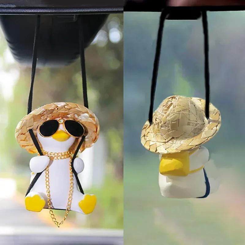 Cute Car Interior Duck Anime Decoration Gypsum Auto Rearview Mirror Pendant for Swing  Car Decoration Accessories Dropship