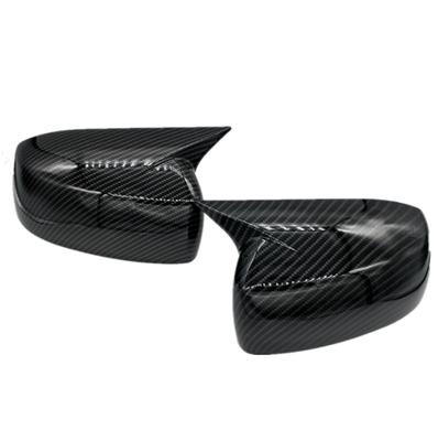 2PCS Carbon Fiber Look Ox Horn Side Mirror Cover For Mitsubishi Lancer EVO 13-16