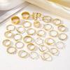 Silver/Gold Color Rings Set for Men and Women Elegant Stacking Geometric Finger Rings Inlaid Rhinestones Accessories