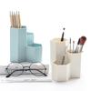 Stojan na pera 3 přihrádky Šestihranný Multifunkční Kbelík na uložení štětců na make-up na stůl Modrý