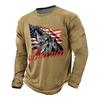 Men's Casual Long Sleeve Shirt Graphic Print Independence Day Style Lettering Design Crew Neck Comfortable Fit