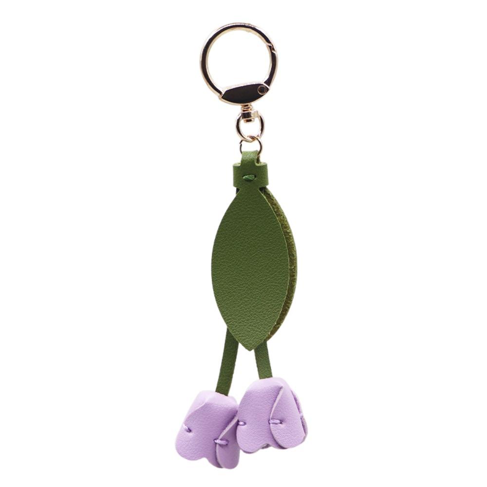 Car Decoration Tulip Flower Keychain Leather Keychain Pendant High Quality Bag Ornament  Gift Toys