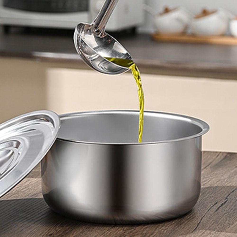 5Pcs Rustproof Stainless Steel Soup Pot With Lid Salad Bowl Lard Basin Stock Pot Set  Food