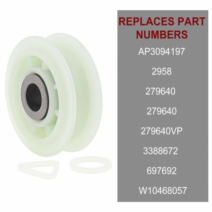 Plastic Dryer Support Wheel  Roller Kit Fit for Whirlpool AP3094197 / PS334244 / 279640