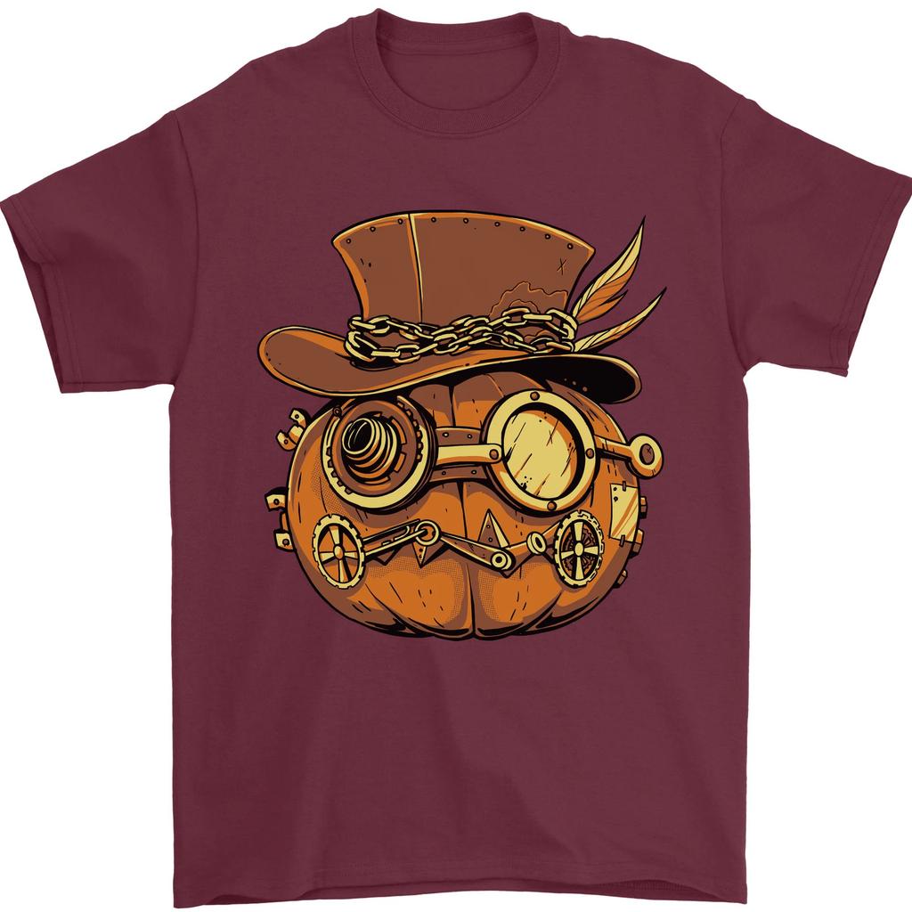 Steampunk Pumpkin Halloween Mens T-Shirt 100% Cotton