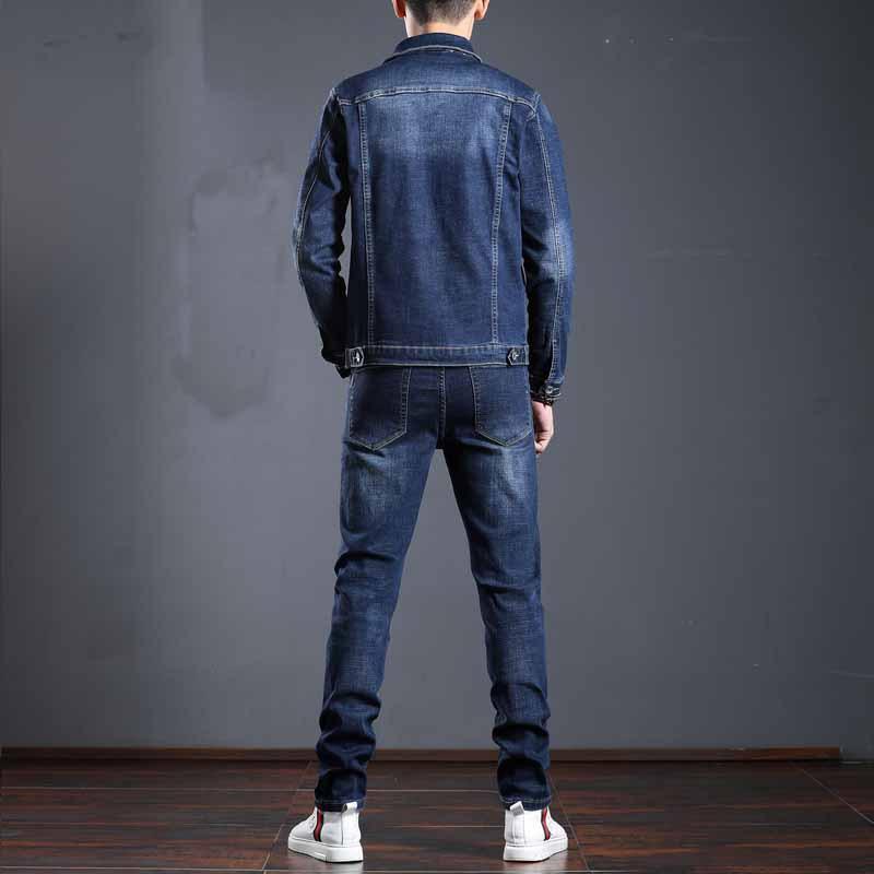 Denim Suit Men's Two-piece Spring and Autumn Jacket Jacket Jacket Pants A Trendy Stretch Men's Clothing