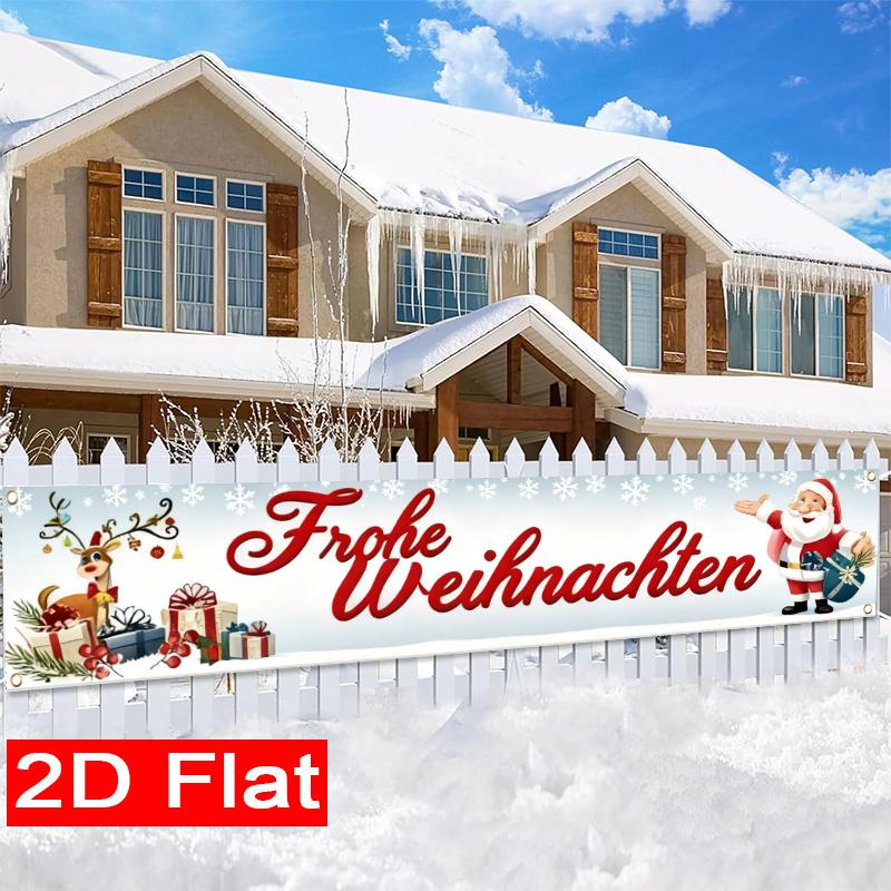 Festive Holiday Holiday Christmas Fence Banner, Outdoor Garden Porch Decor