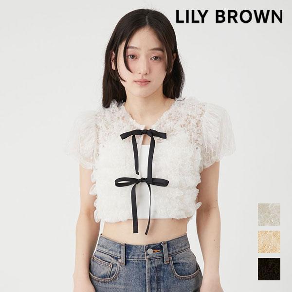 LILY BROWN Tops 26 Spring/Summer Ruched compact ribbon tops Early to late July reservation Short sleeves Mini length Sheer lwft264001