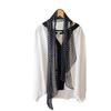 French Retro Black Polka Dot Silk Georgette Narrow Scarf (160x30)