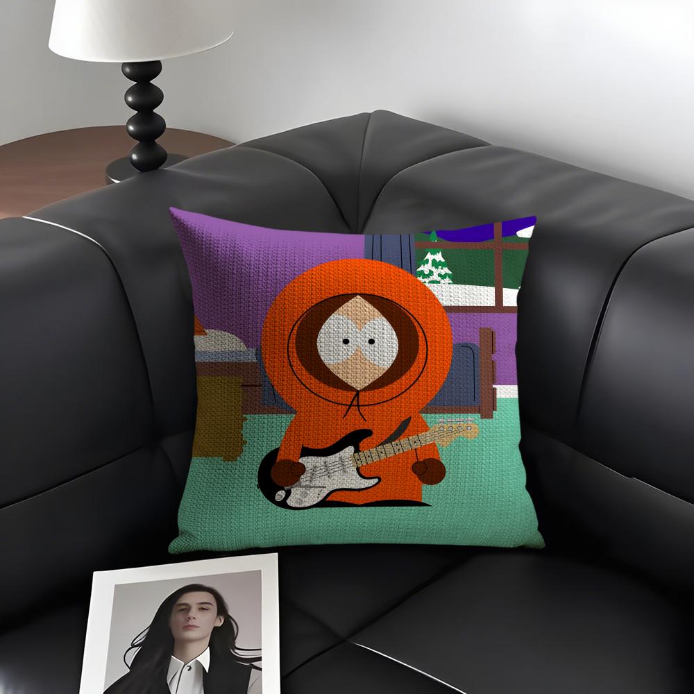 Funny SSouth ParkK Cartoon Cushion Cover Natural Linen Organic Fabric DoubleSided Printing Sofa Home Decor Gift Pillow Case