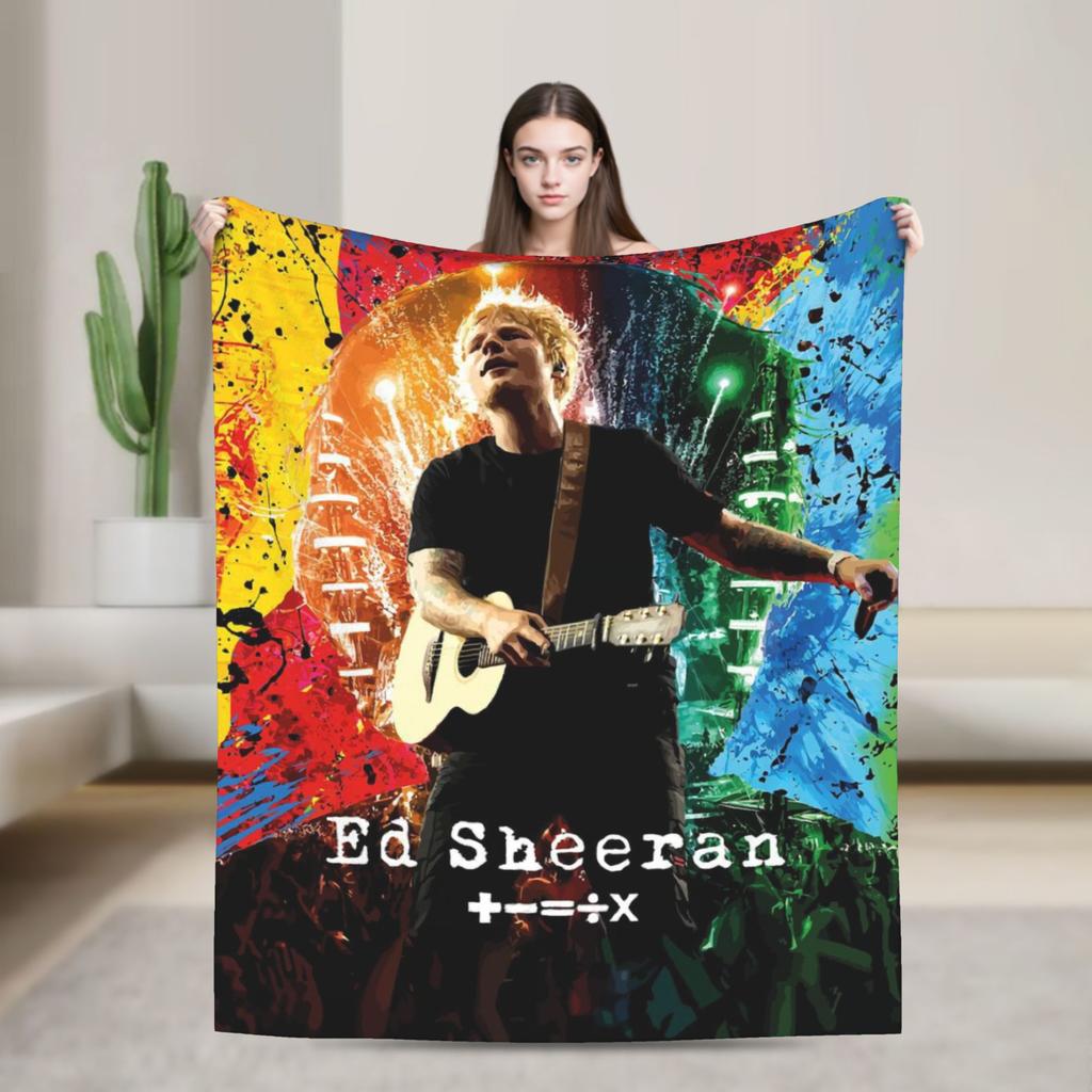 Ed Sheeran Tour Flannel Blanket Soft Warm Throw Blanket for Couch Bed Picnic Print Bedspread Sofa Bed Cover