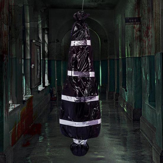 60 Inch Hanging Corpse Dead Victim Props Scary Fake Corpse In Bag Inflatable Hanging Dead Body for Halloween Indoor Outdoor Haunted House Decor