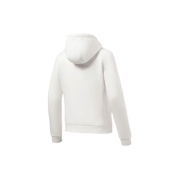 Li Ning Fitness Series Logo Print Fleece Hooded Zip-Up Sweatshirt Women Sweatshirts White AWDRE60-1