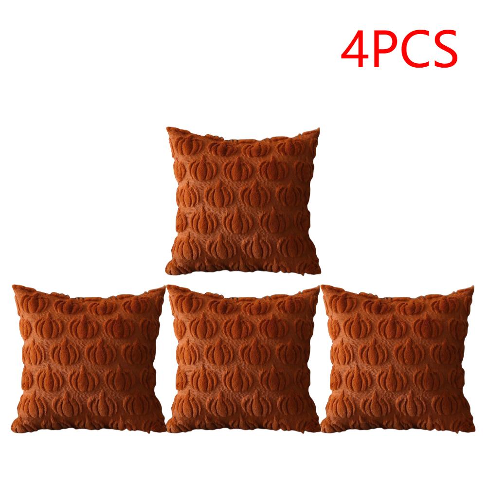 1-4PCS Halloween Ghost Pumpkin Pillowcase Washable Soft Pillow Case  Faux Fur Pillowcase for Festive Home Accent Bedroom Home De