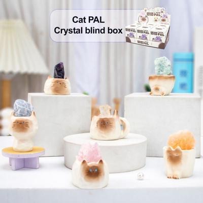Mini Cat Ornament with Crystal Desktop Resin Cat Figurine Aroma Diffuser Stone Aromatherapy Fragrant Oil Diffuser for Home Office Meditation Room