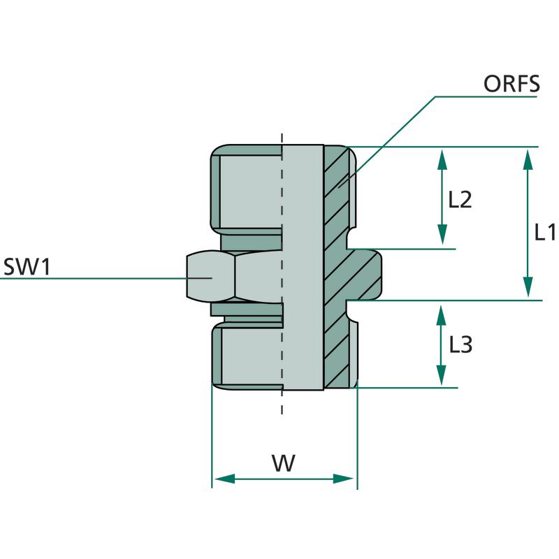 Straight connection connector GA 13/16 - ORFS x M18 - MET - WD 24 GRANITE