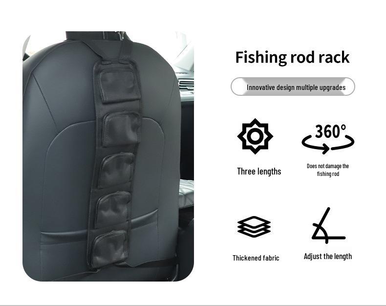 Car Rear Seat Fishing Rod Rack: Adjustable Magic Tape Straps for Storage and Fixing