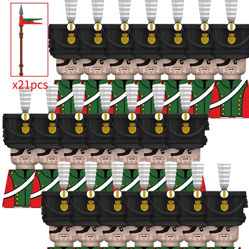 Medieval Military Figures French Lancer Uhlans Knights Building Blocks Weapon Roman Sword Accessories Toys for Children Gifts