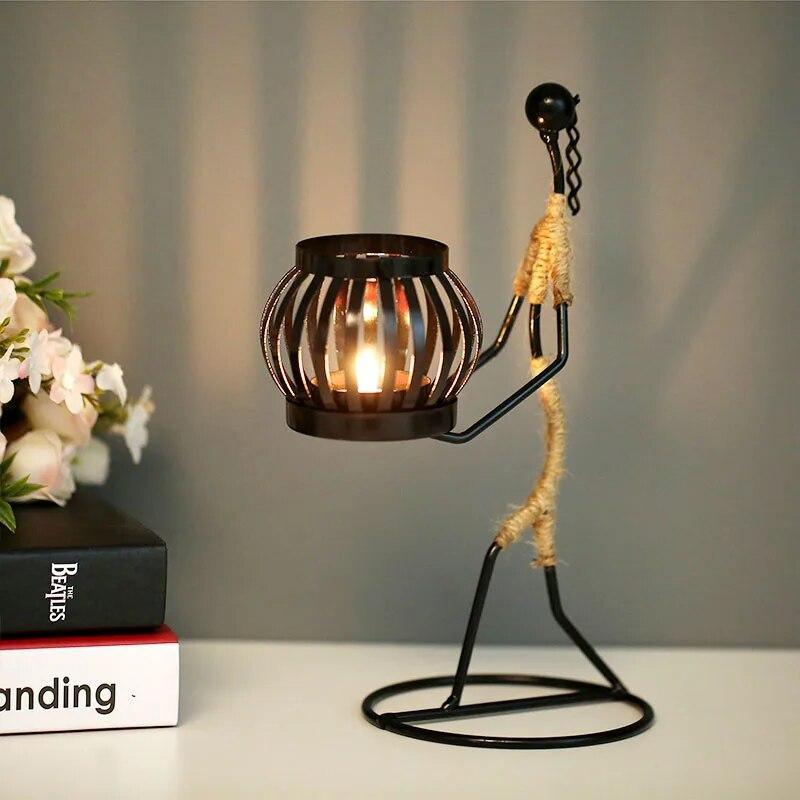 Nordic Metal Candlestick Abstract Character Sculpture Candle Holder Decor Handmade Figurines Home Decoration Art Gift
