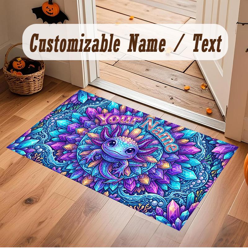 Fantasy Magic Theme Soft Crystal Velvet Rug Custom Name & Text Print Non Slip Floor Rug for Bedroom Living Room