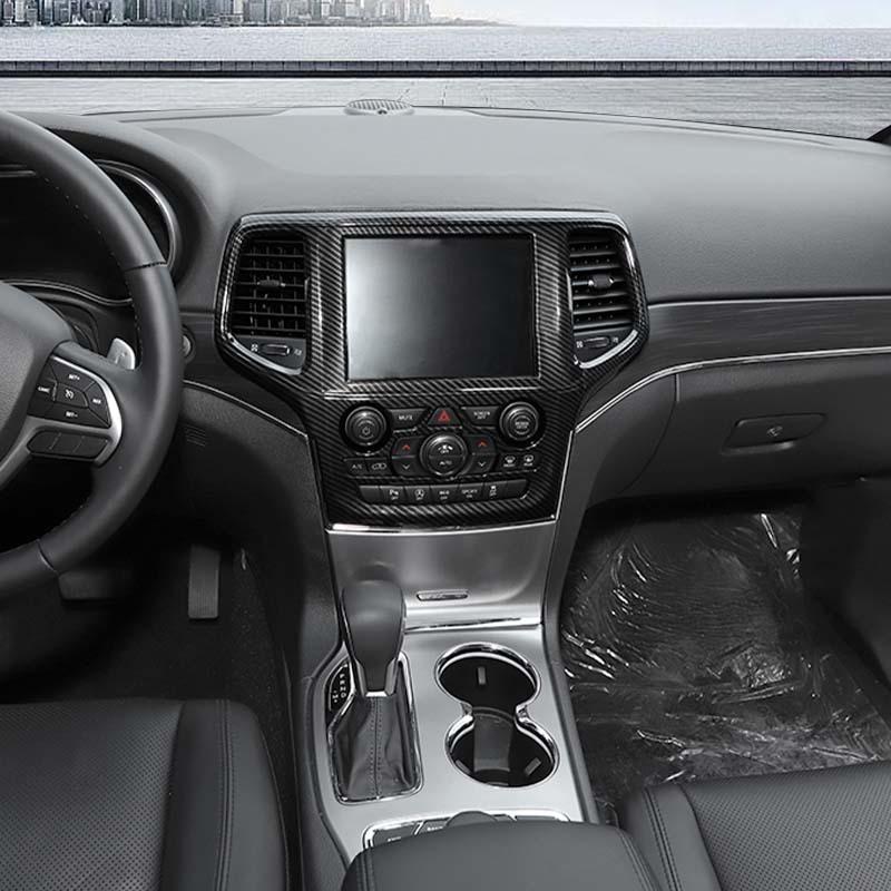Klistermärken för mittkonsolens navigationsskydd för bilinteriör för Jeep Grand Cherokee 2019-2020 ABS Interiörtillbehör