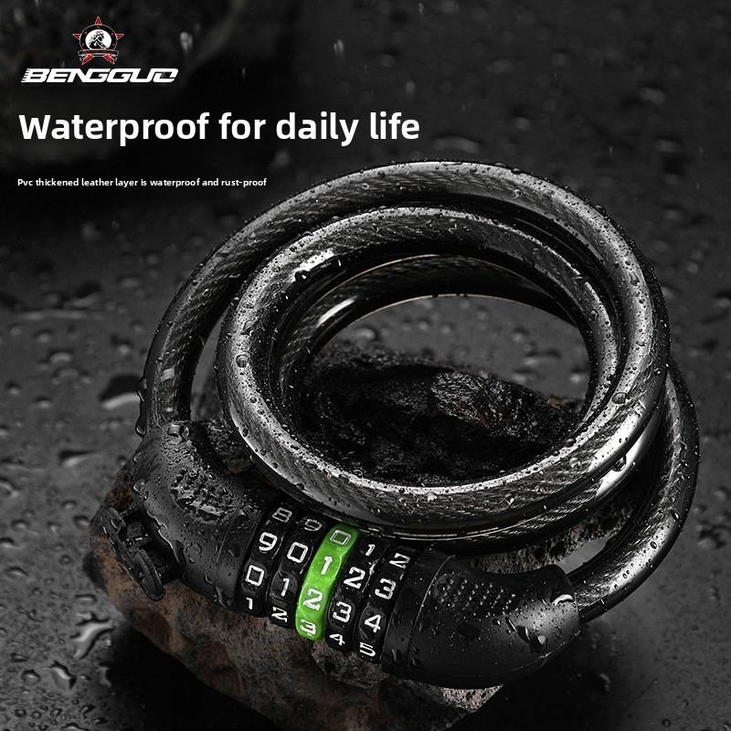 Bicycle Lock With Password Code Secure Steel Cable For Mountain Bike And City Commute
