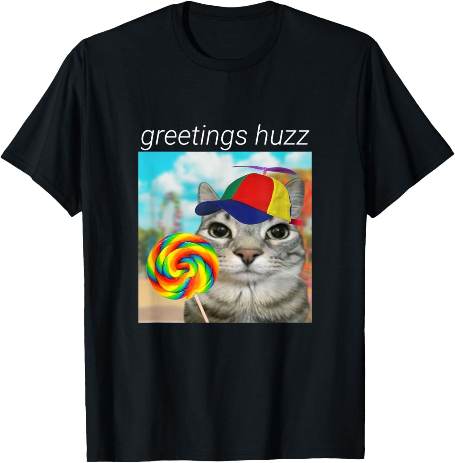 Greetings huzz funny gen z gen alpha slang meme T-Shirt S разноцветный