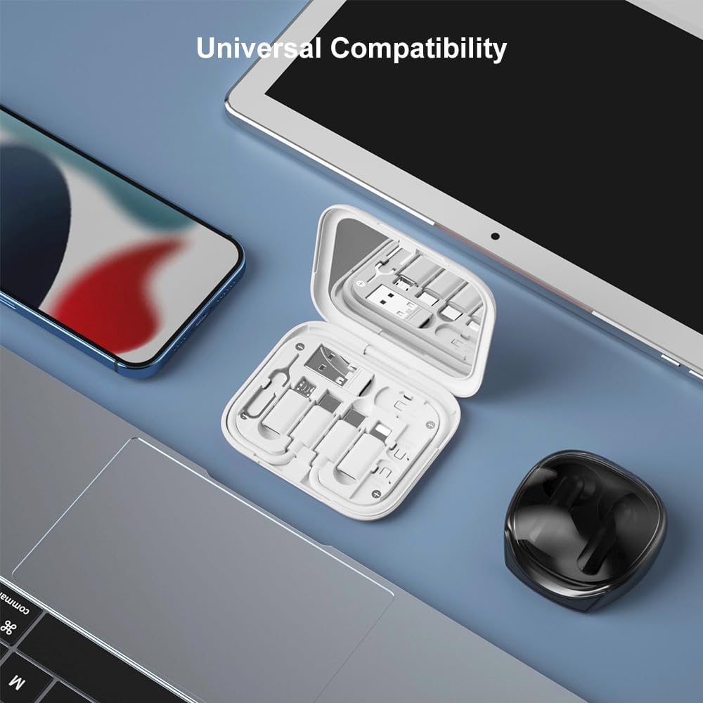 USB-C Travel Adapter Kit for IPhone, Pixel & Galaxy: USB-A to C, Micro-USB to C, Type-C to Lightning, Short USB-C Cable, OTG, Mirror Case