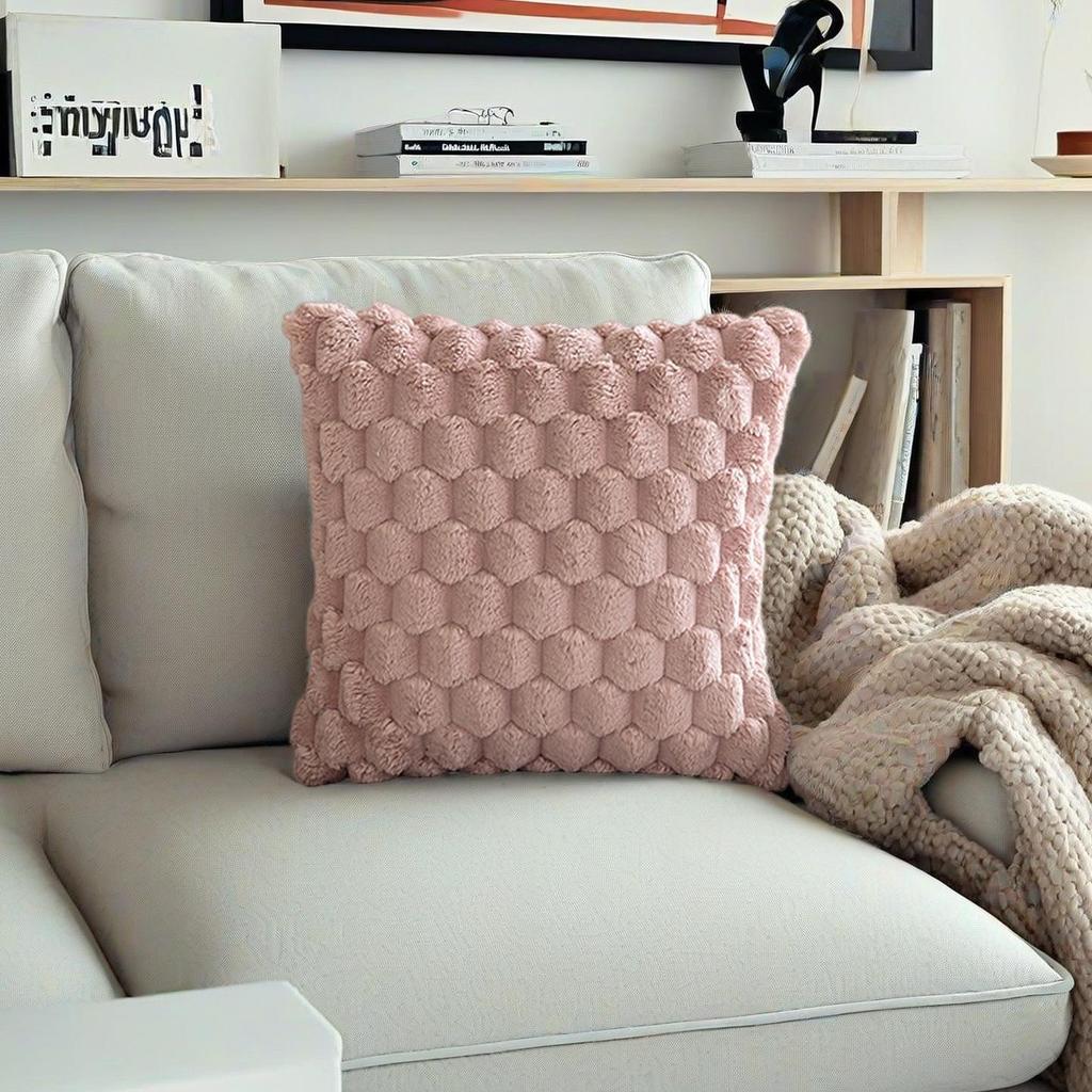 Imitation Rabbit Fur Cushion Cover - Plush Pineapple Pattern for Sofa or Bedroom