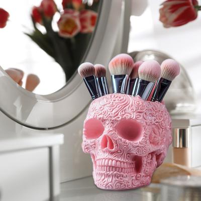 Make-up Pinselhalter Schädelform Große Kapazität Make-up Pinselbehälter Stabiles Harz
