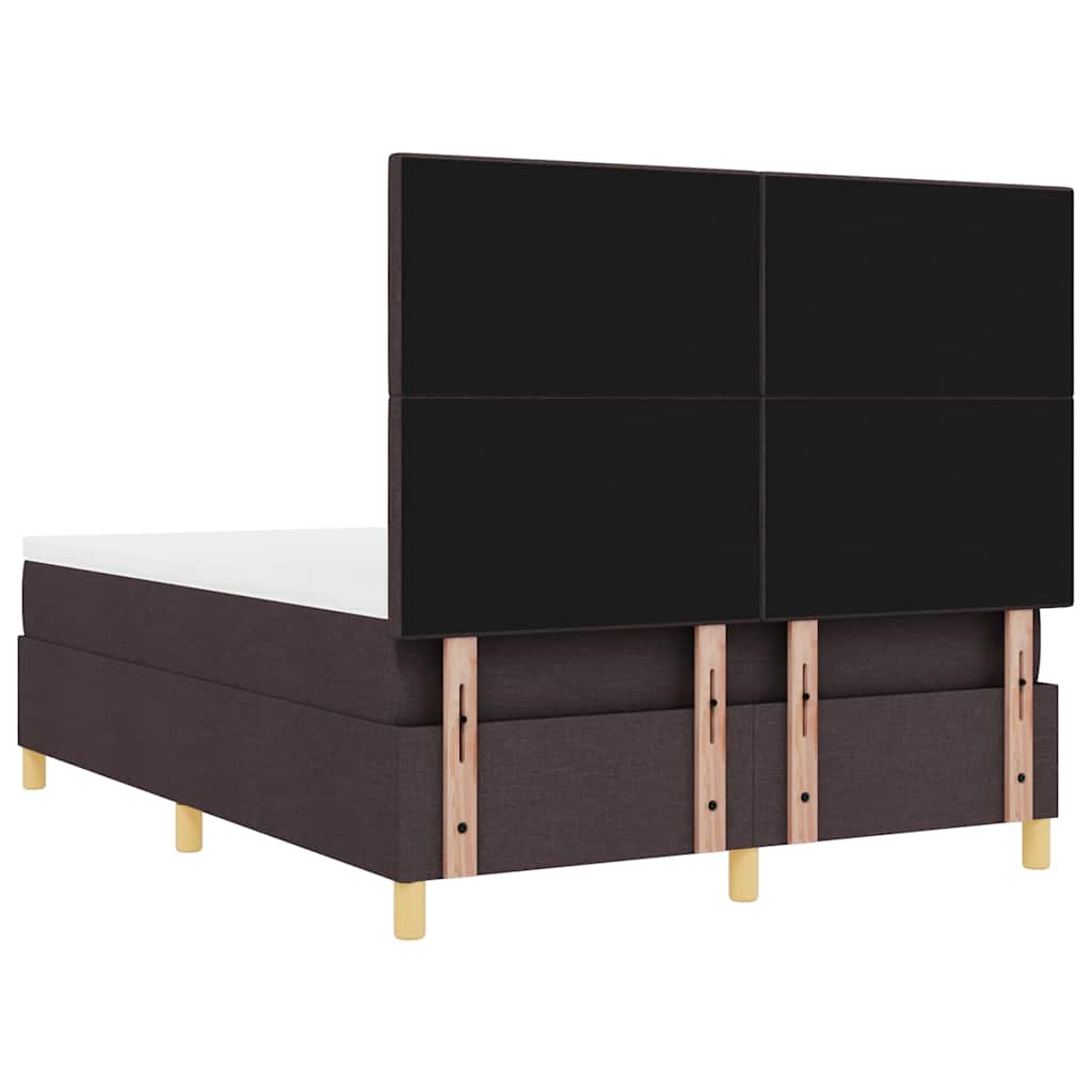 Box Spring Bed with Mattress Dark Brown 140 x 190 cm Fabric
