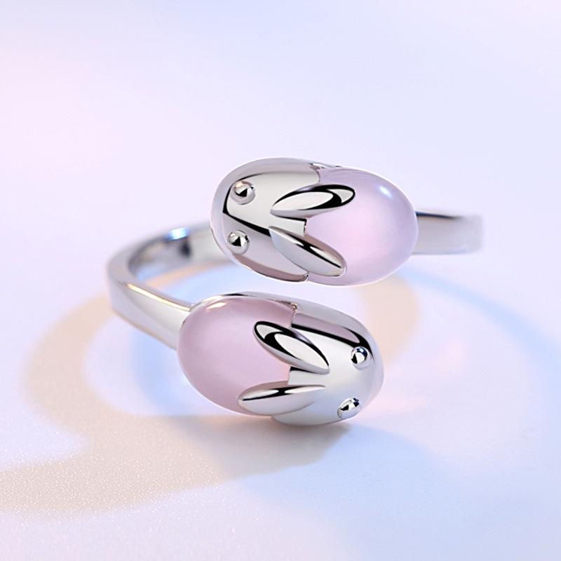 Anello Animale Coniglio Carino Vintage Uomo Aperto Regolabile Metallo Punk Moda Forma Orecchie di Coniglio Anelli con Zirconi Per Donne 2026 Nuovi Gioielli