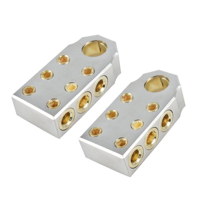 2Pcs Car Battery Terminal Clamp 6V-48V 1/0 2 4 6 8 Gauge AWG Gauge Positive Negative Port Connector for Car Audio SAE Top Post 2Pcs