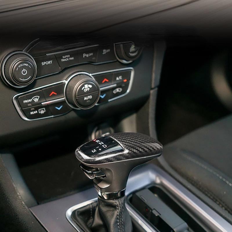 Carbon Fiber Pattern Car Gear Head Decorative Shell Cover for Dodge Challenger Charger SRT 2015 2016 2017 2018 2019 2020 2025