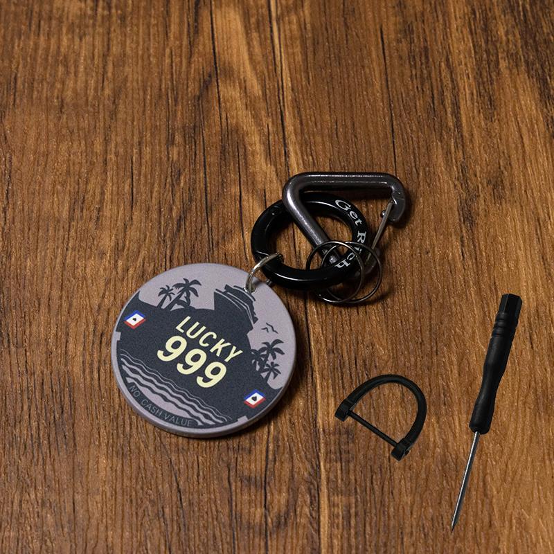 Lucky Digital Key Chain Chip Style Lucky Car Key Chain Bag Pendant Triangle Quick-connect Buckle