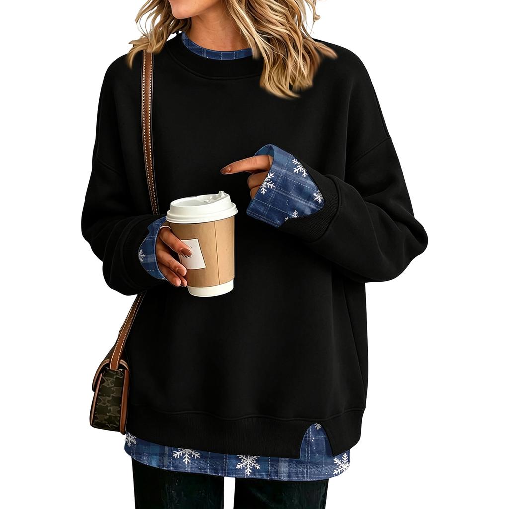 Women's Casual Printed Long Sleeve Sweatshirt with Design, Loose Fit Pullover Top