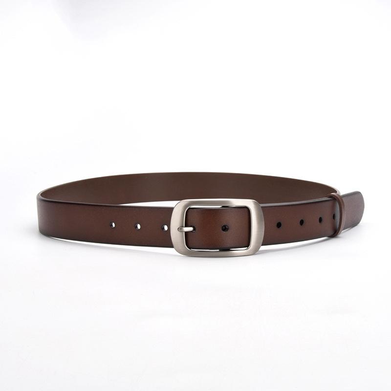 

Leather Women S Belt Jeans Belt Simple Niche Design French Pin Buckle Leather Belt Women 105*3.3cm коричневый