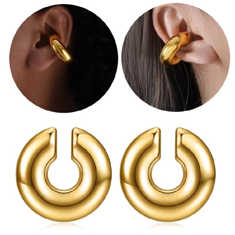 Chic Cartilage Cuff Earring Gold/Silver Ear Clip Unisex Statement Ear Adornments