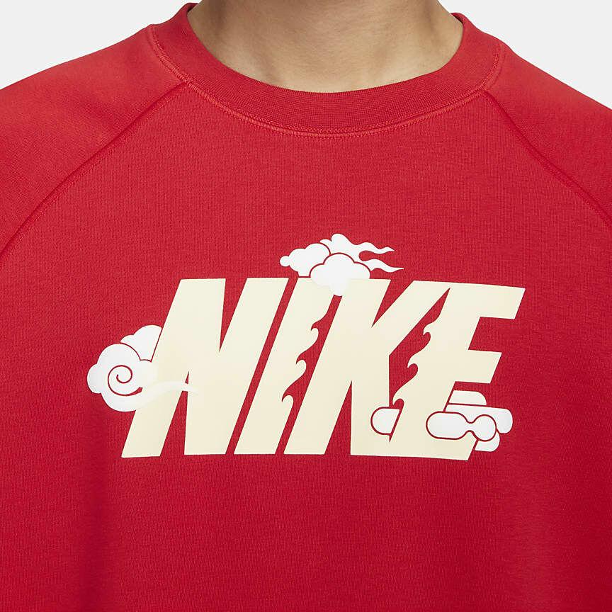 Nike FW23 Year Of The Dragon CNY Series Logo Fleece Crewneck Sweatshirt Kids Tops University-Red FZ6374-657