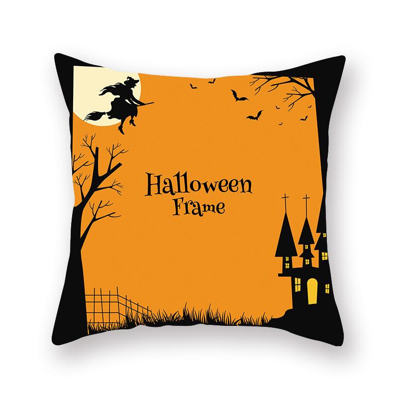 Halloween Pillow Cover Cartoon Pumpkin Head New Peach Skin Cushion Cover Sofa Cushion