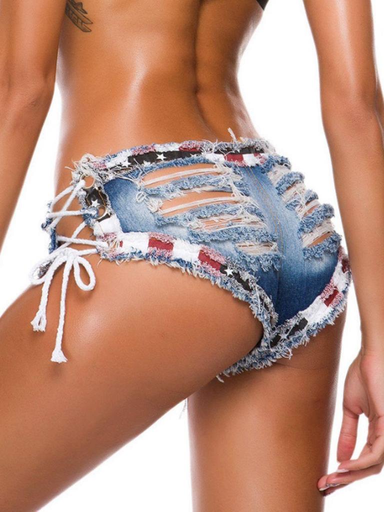 Autumn Low Waist Sexy Women's Ripped Denim Shorts